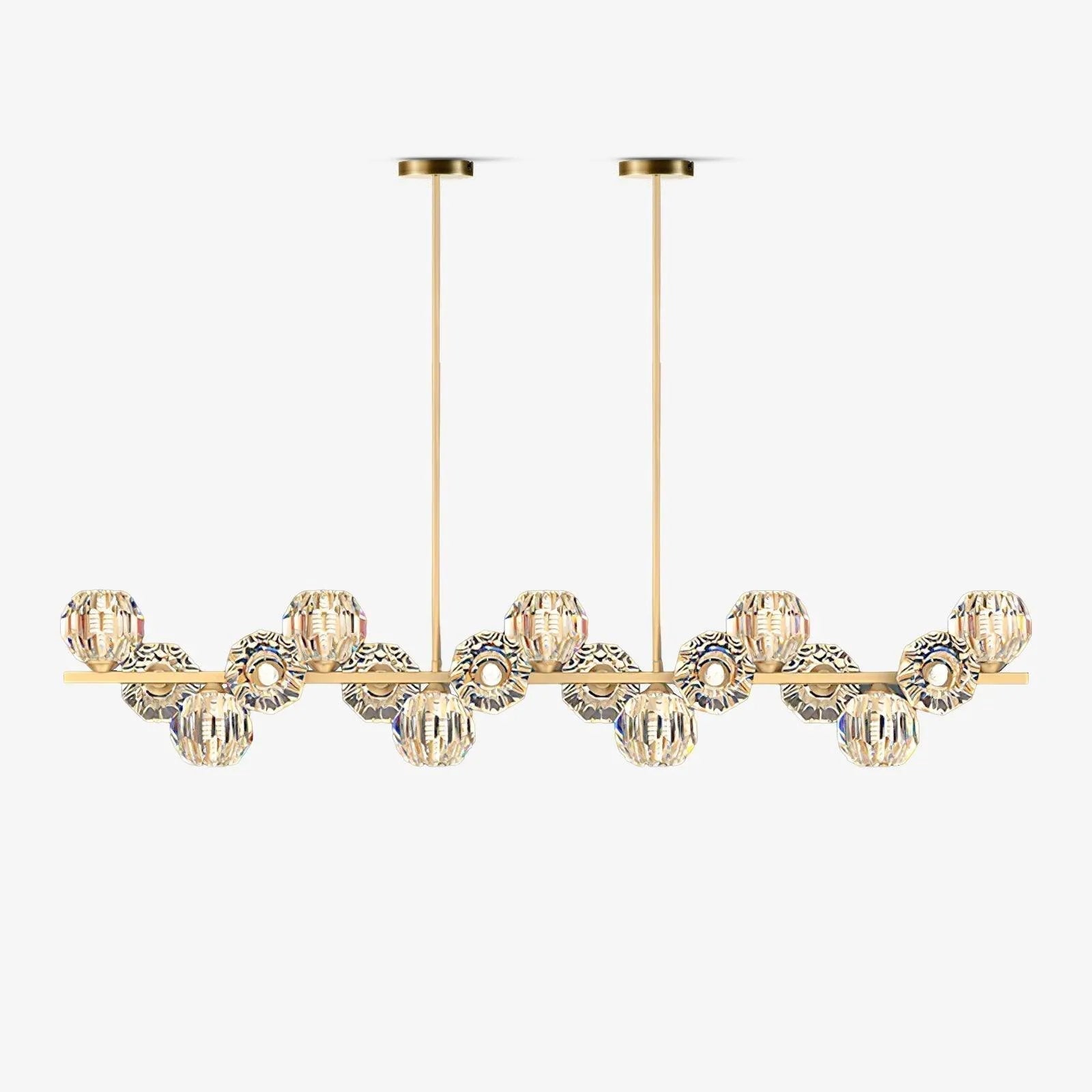 Modern Solid Brass Branch Chandelier with K9 Glass Crystal Ball Pendants for Living Room