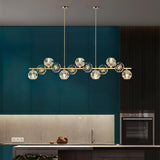 Modern Solid Brass Branch Chandelier with K9 Glass Crystal Ball Pendants for Living Room