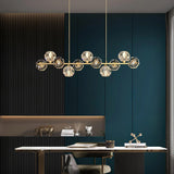 Modern Solid Brass Branch Chandelier with K9 Glass Crystal Ball Pendants for Living Room