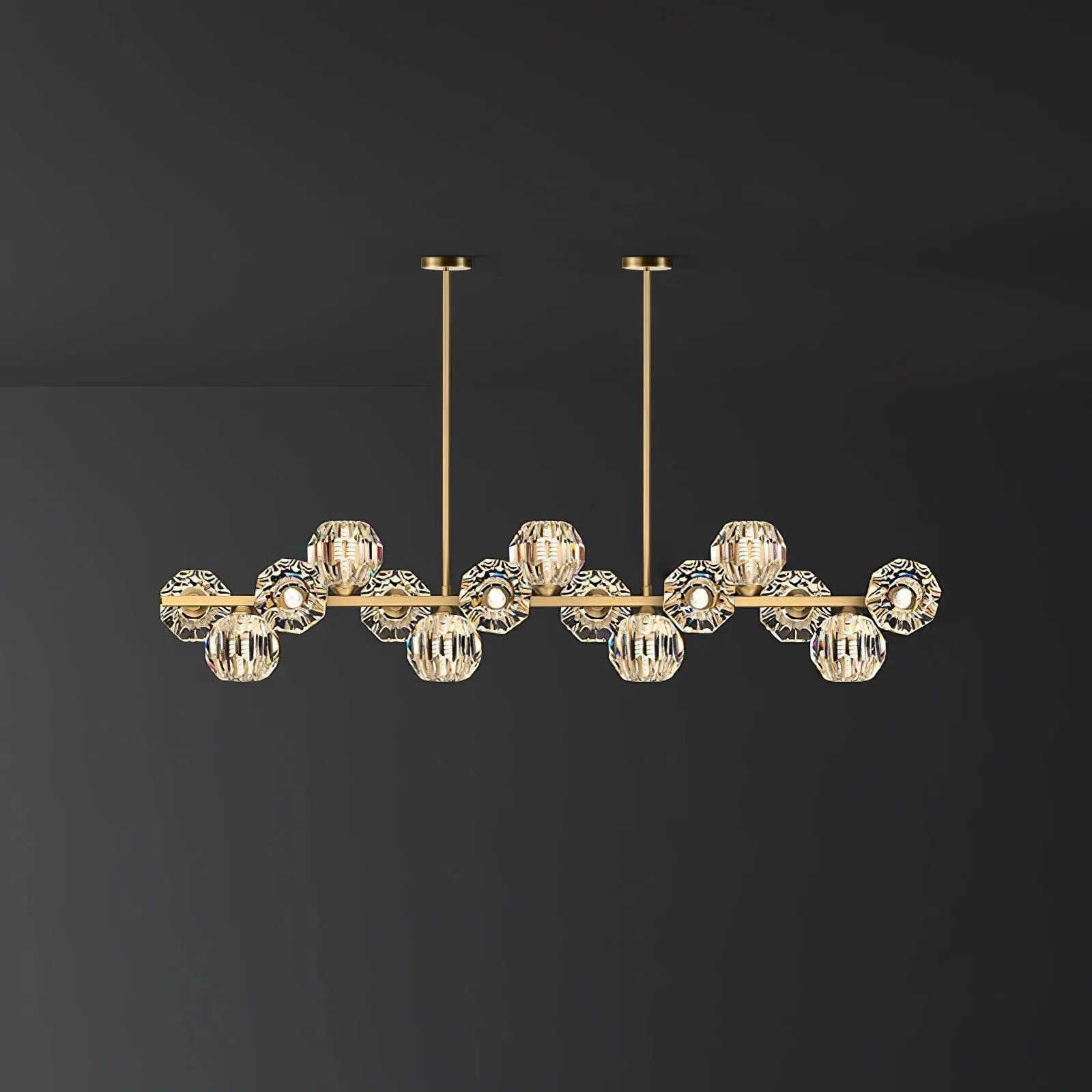 Modern Solid Brass Branch Chandelier with K9 Glass Crystal Ball Pendants for Living Room