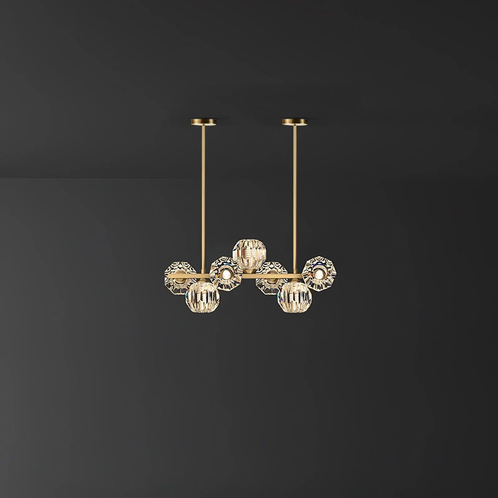 Modern Solid Brass Branch Chandelier with K9 Glass Crystal Ball Pendants for Living Room