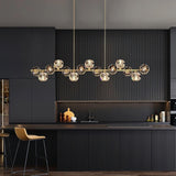 Modern Solid Brass Branch Chandelier with K9 Glass Crystal Ball Pendants for Living Room