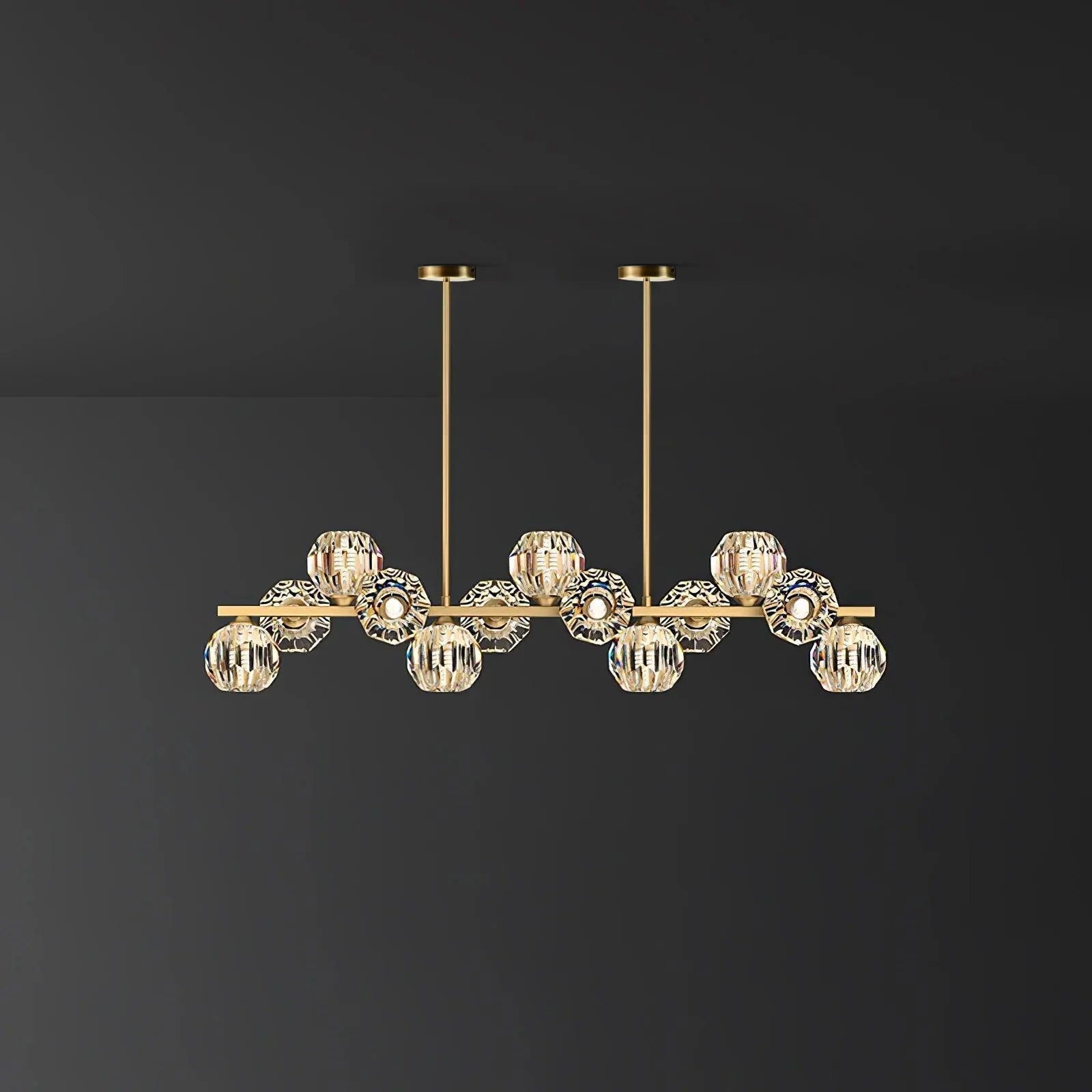 Modern Solid Brass Branch Chandelier with K9 Glass Crystal Ball Pendants for Living Room