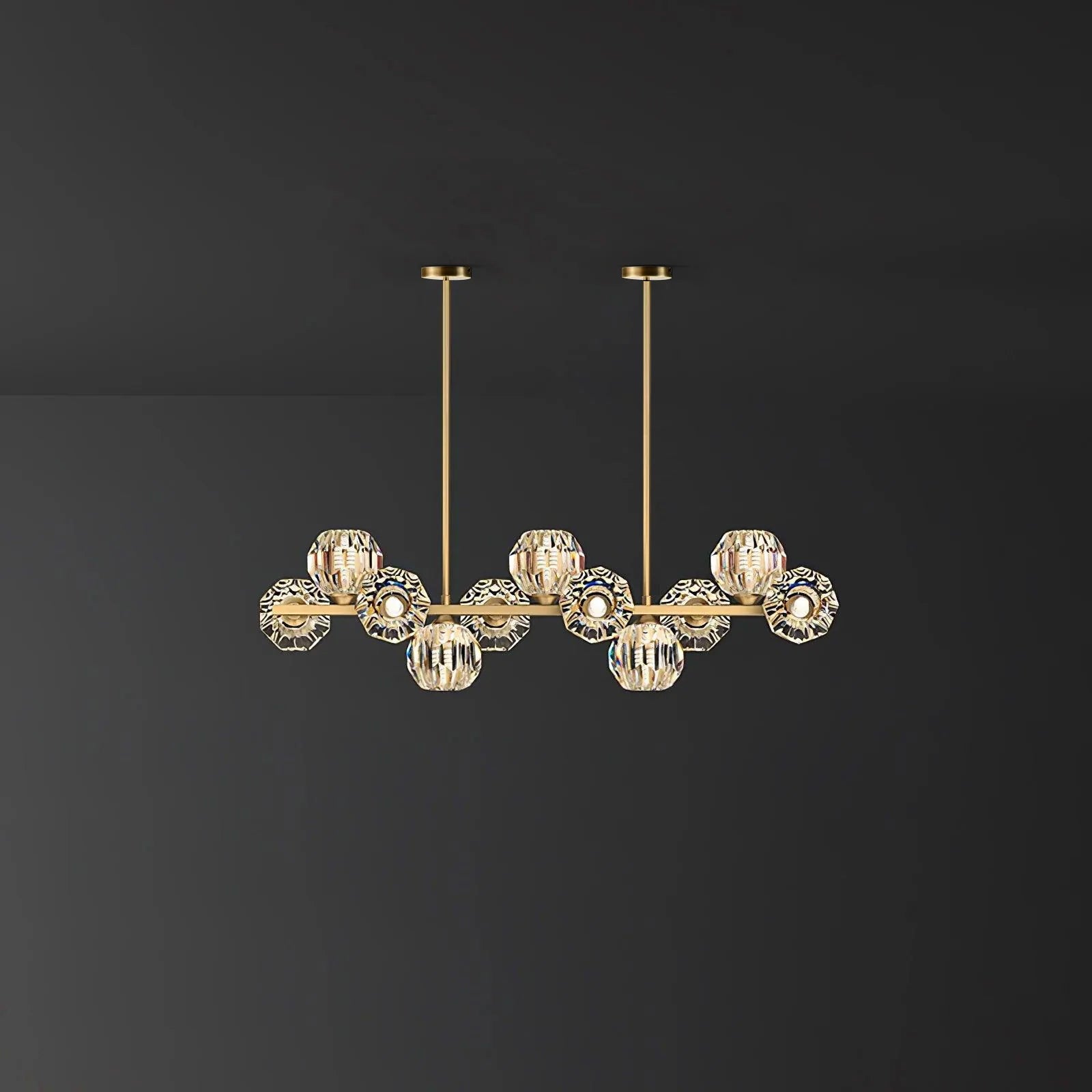 Modern Solid Brass Branch Chandelier with K9 Glass Crystal Ball Pendants for Living Room