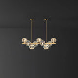 Modern Solid Brass Branch Chandelier with K9 Glass Crystal Ball Pendants for Living Room