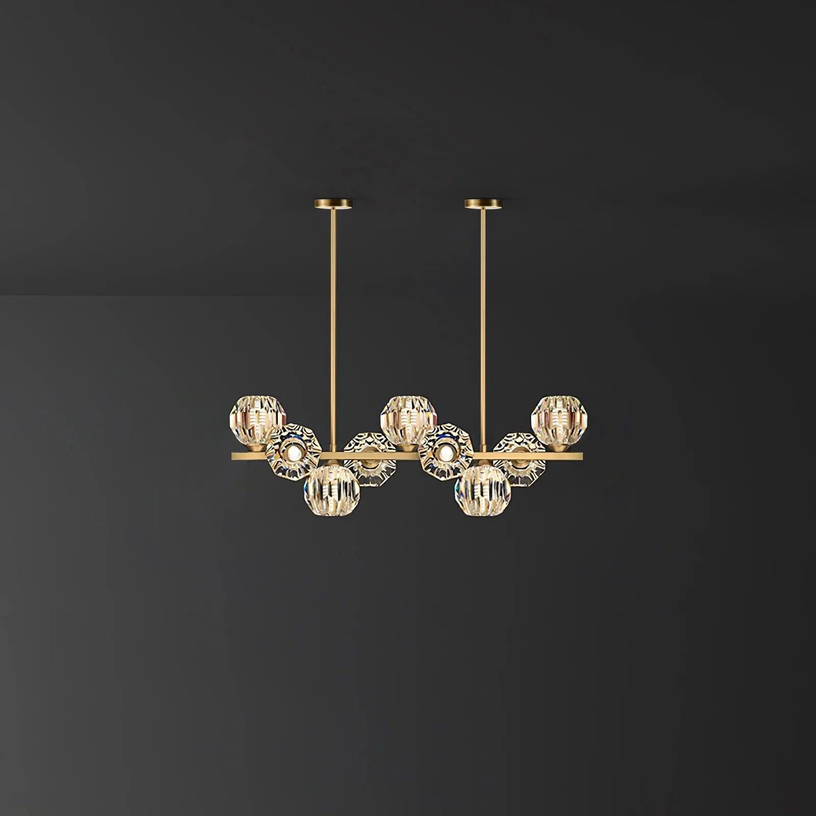 Modern Solid Brass Branch Chandelier with K9 Glass Crystal Ball Pendants for Living Room