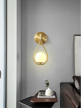 Modern Solid Brass Wall Sconce with Opal Glass Shade Set of 2 Indoor Wall Mounted Lighting Fixture