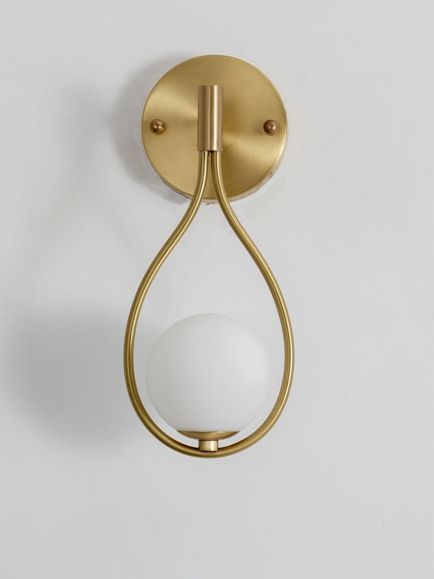 Modern Solid Brass Wall Sconce with Opal Glass Shade Set of 2 Indoor Wall Mounted Lighting Fixture