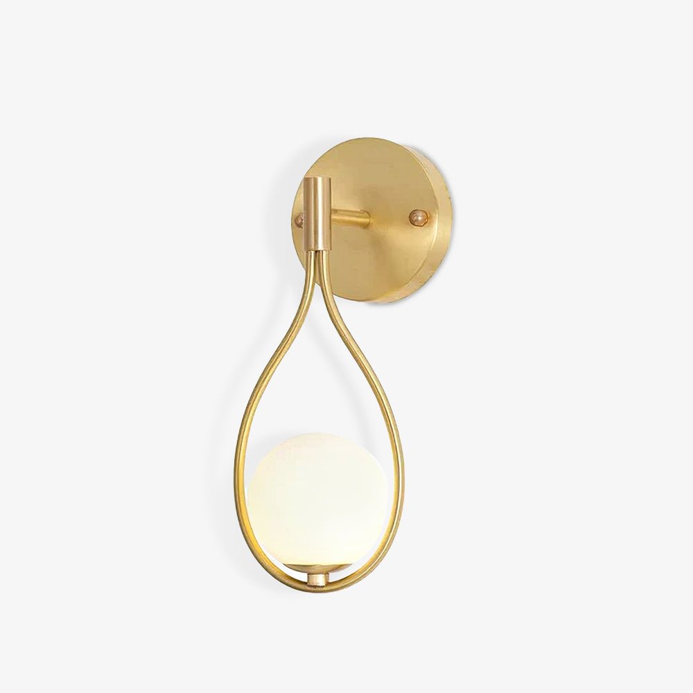 Modern Solid Brass Wall Sconce with Opal Glass Shade Set of 2 Indoor Wall Mounted Lighting Fixture
