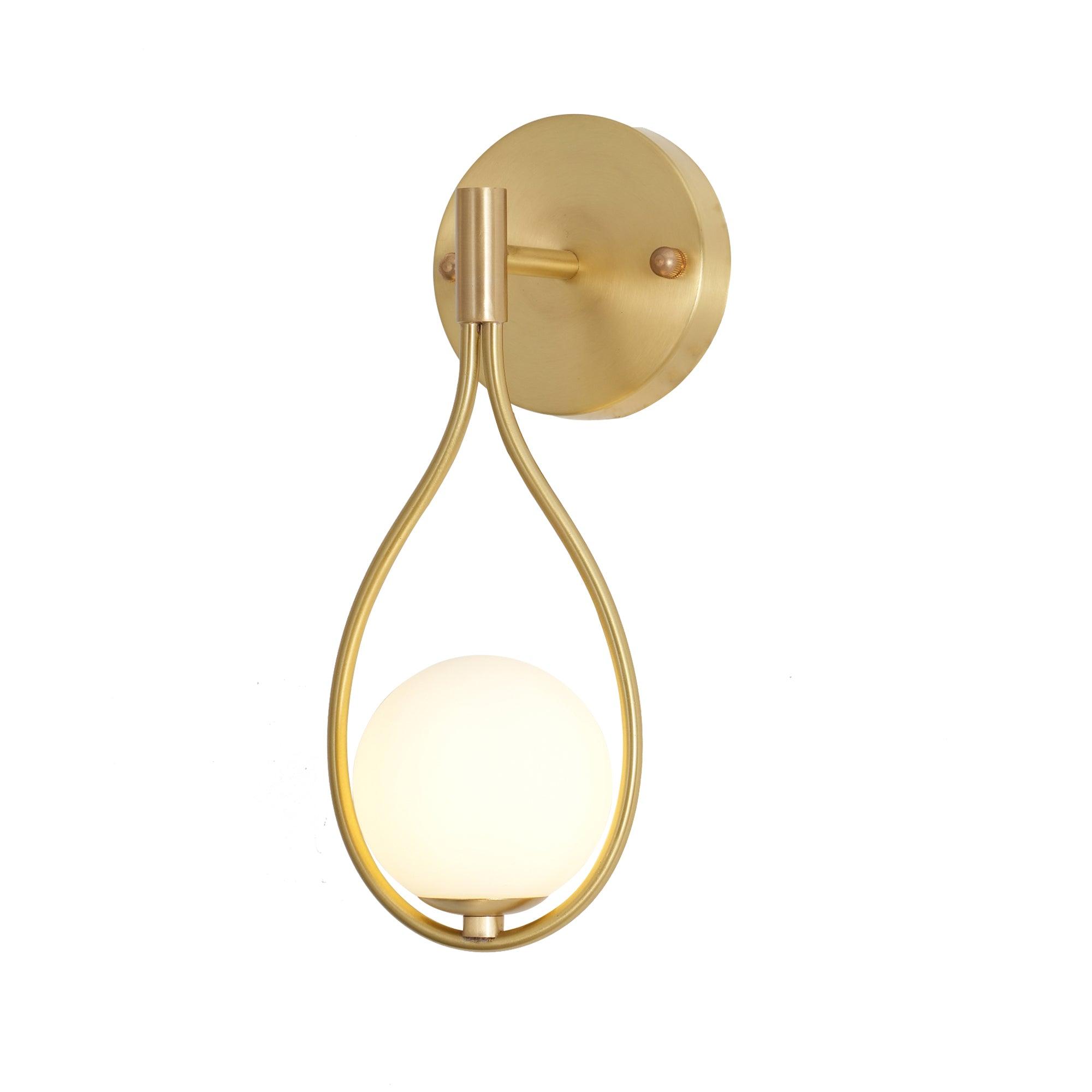 Modern Solid Brass Wall Sconce with Opal Glass Shade Set of 2 Indoor Wall Mounted Lighting Fixture