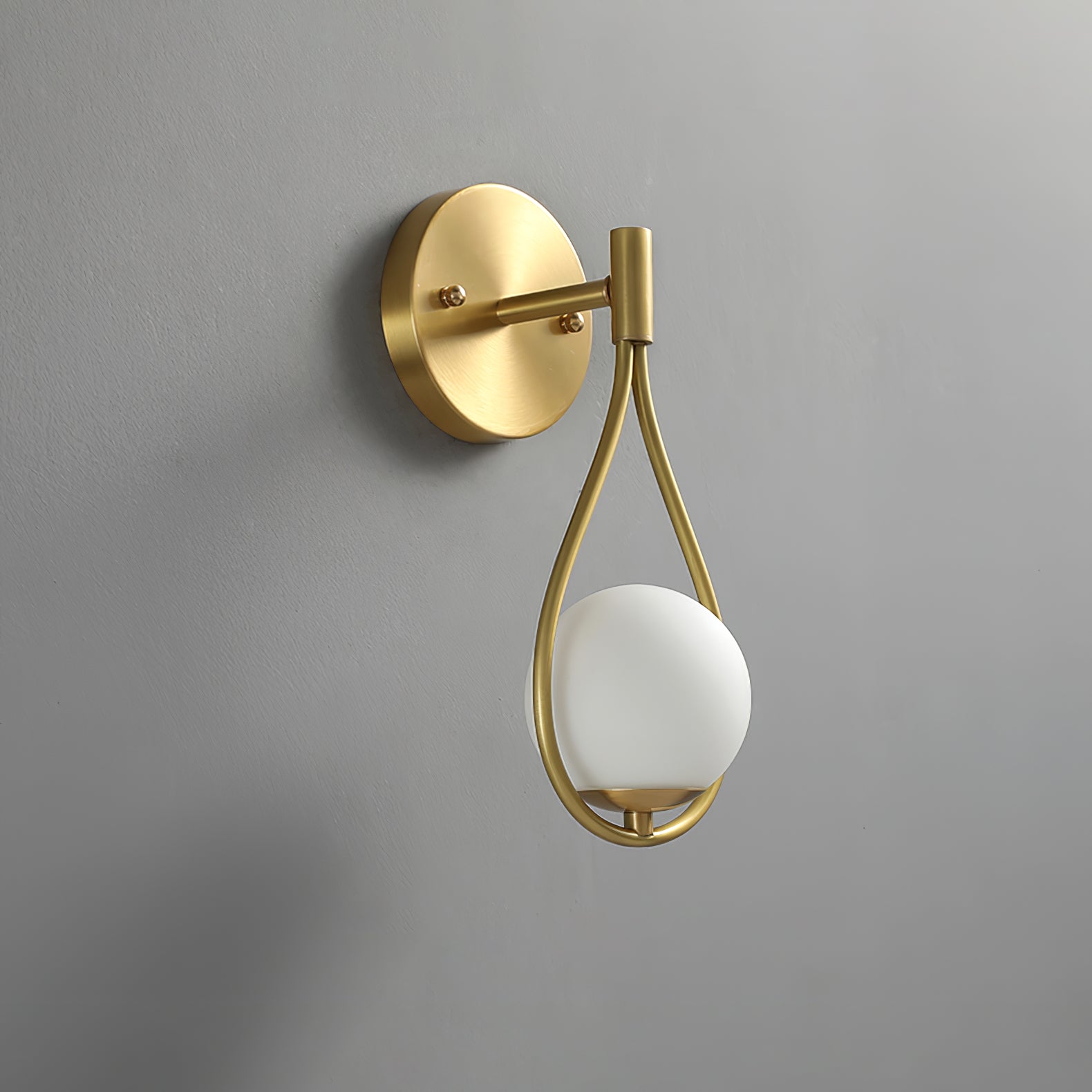 Modern Solid Brass Wall Sconce with Opal Glass Shade Set of 2 Indoor Wall Mounted Lighting Fixture