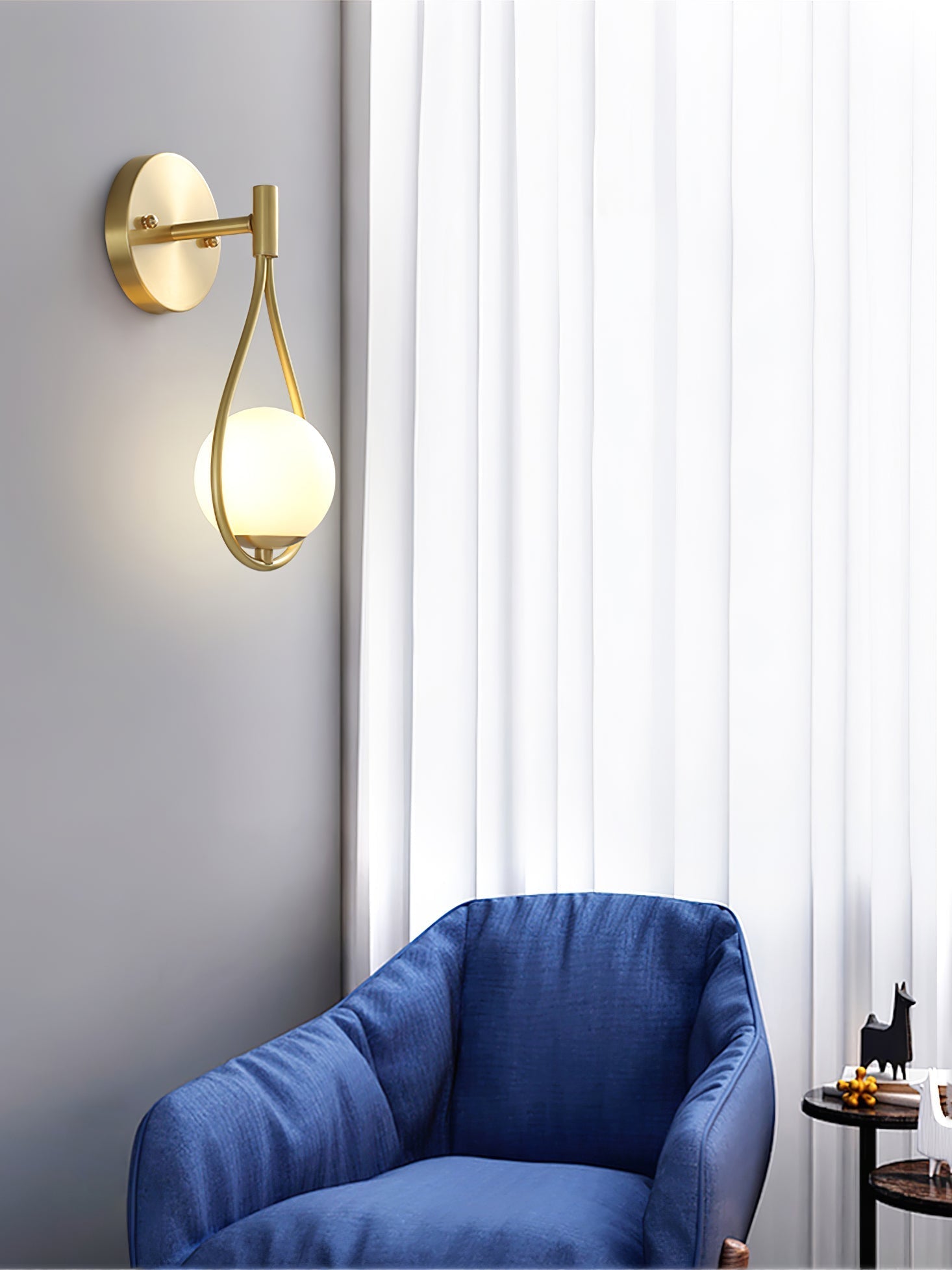 Modern Solid Brass Wall Sconce with Opal Glass Shade Set of 2 Indoor Wall Mounted Lighting Fixture