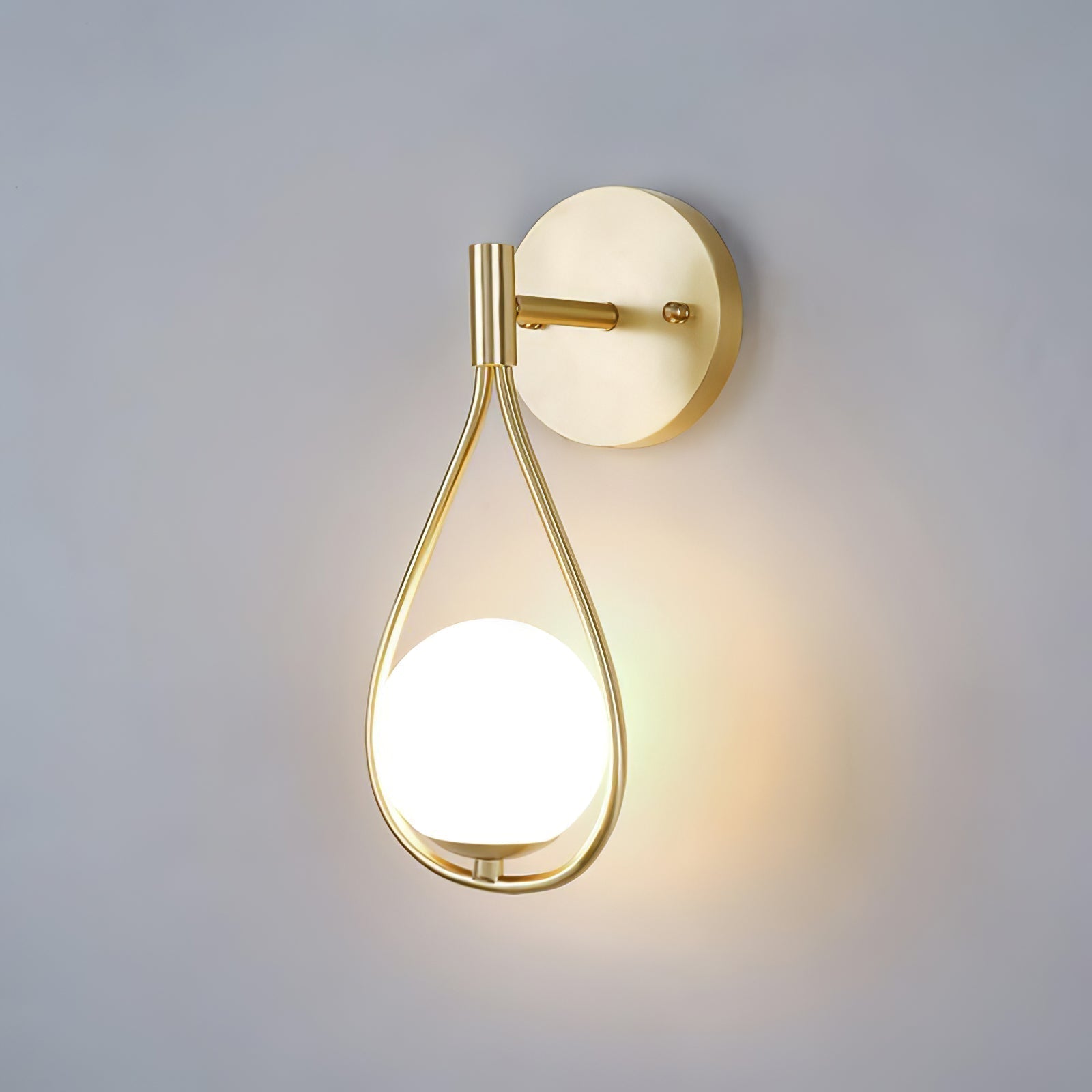 Modern Solid Brass Wall Sconce with Opal Glass Shade Set of 2 Indoor Wall Mounted Lighting Fixture