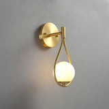 Modern Solid Brass Wall Sconce with Opal Glass Shade Set of 2 Indoor Wall Mounted Lighting Fixture