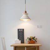 Modern Space Stone Spherical Pendant Light Resin and Wood Ceiling Hanging Lamp