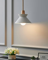 Modern Space Stone Spherical Pendant Light Resin and Wood Ceiling Hanging Lamp