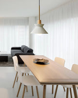 Modern Space Stone Spherical Pendant Light Resin and Wood Ceiling Hanging Lamp