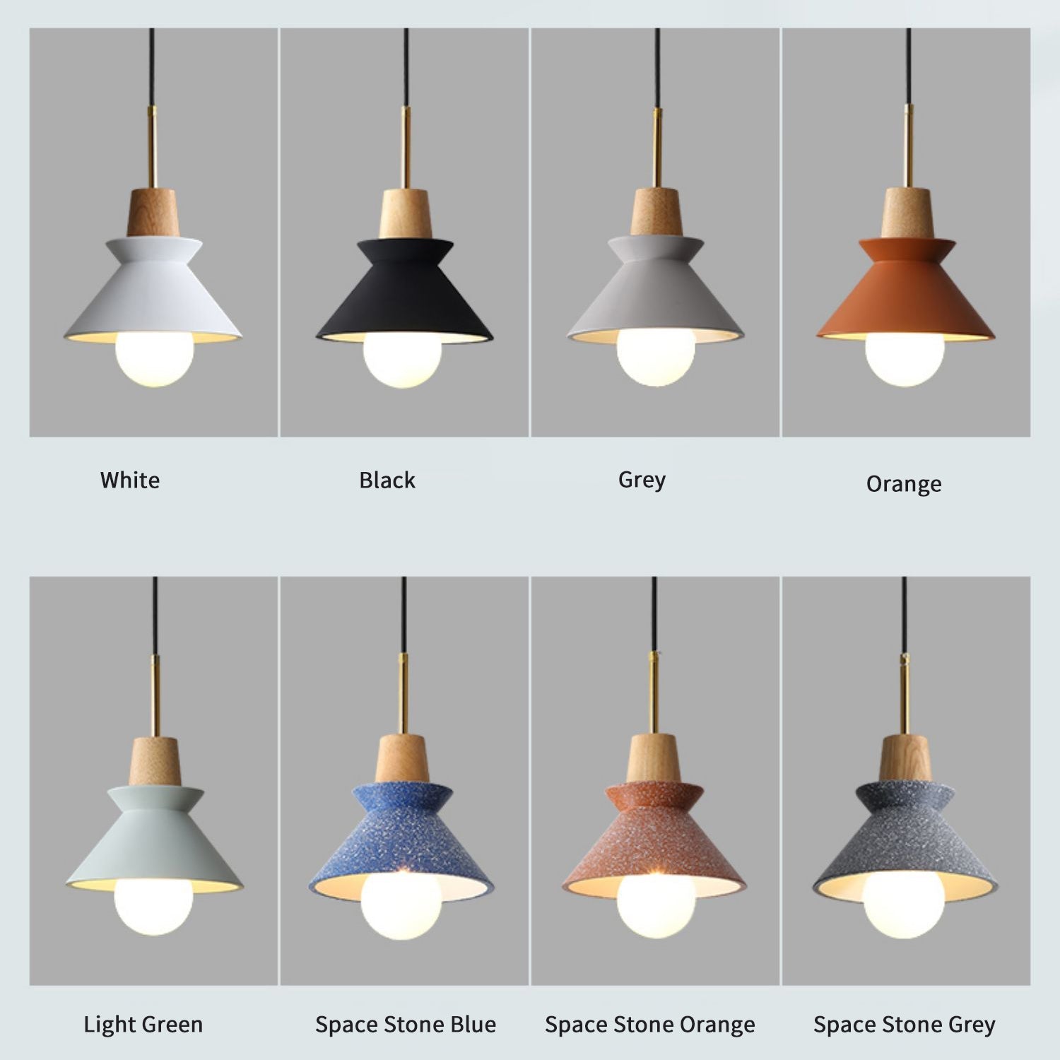 Modern Space Stone Spherical Pendant Light Resin and Wood Ceiling Hanging Lamp