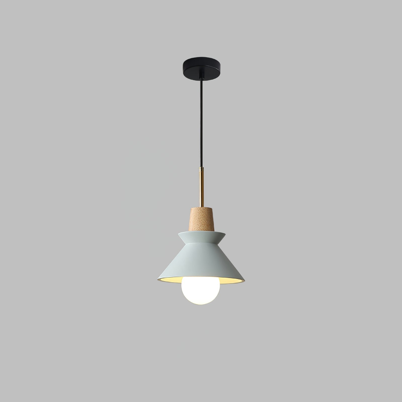 Modern Space Stone Spherical Pendant Light Resin and Wood Ceiling Hanging Lamp