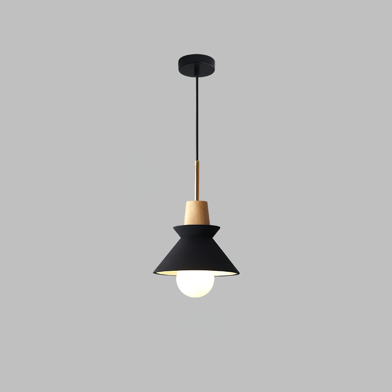 Modern Space Stone Spherical Pendant Light Resin and Wood Ceiling Hanging Lamp