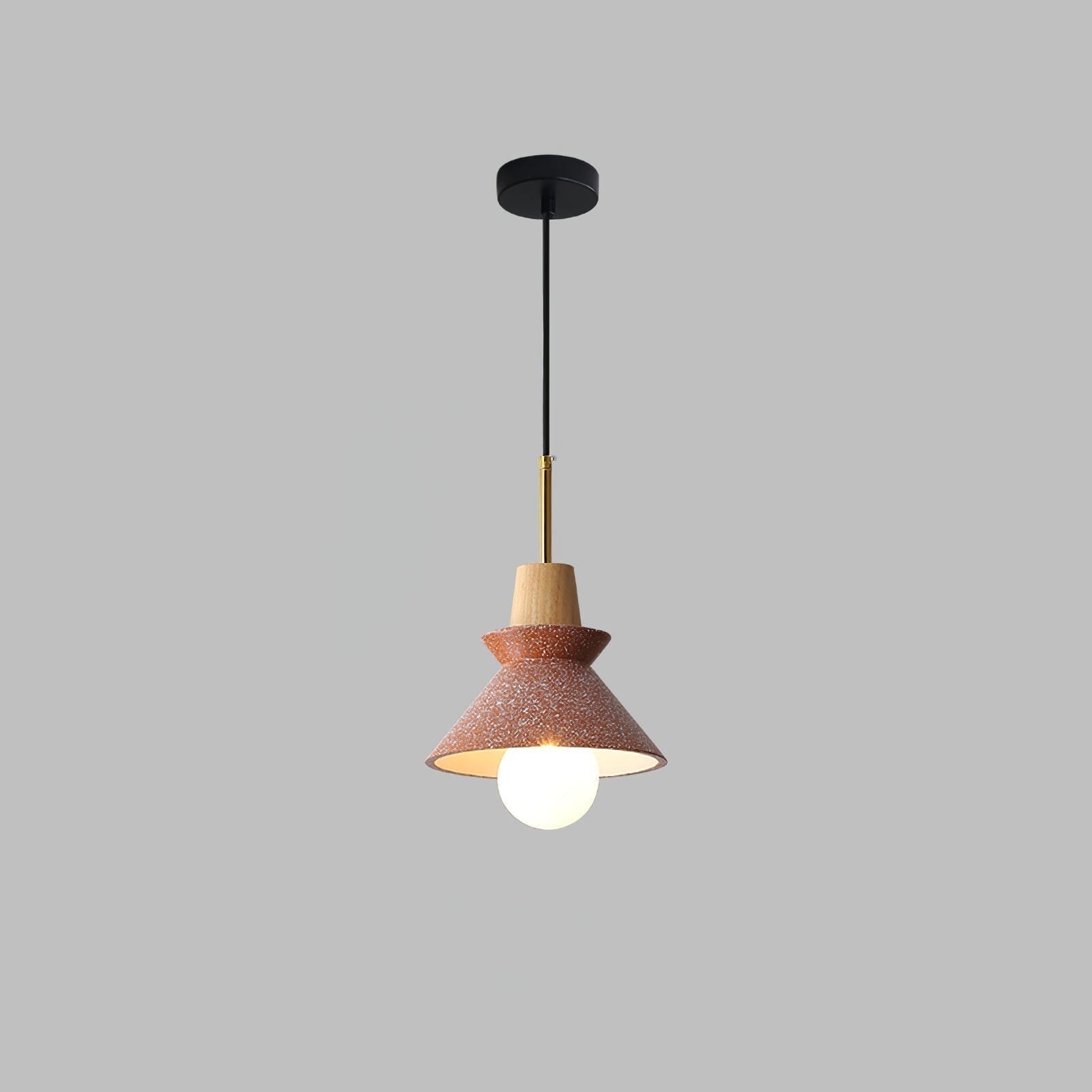 Modern Space Stone Spherical Pendant Light Resin and Wood Ceiling Hanging Lamp