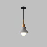 Modern Space Stone Spherical Pendant Light Resin and Wood Ceiling Hanging Lamp