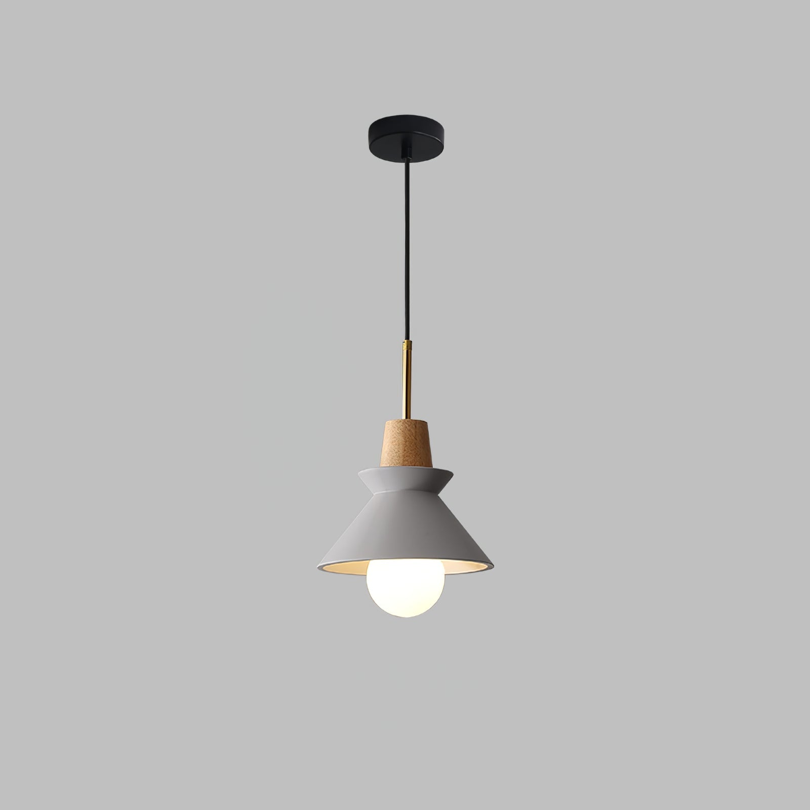 Modern Space Stone Spherical Pendant Light Resin and Wood Ceiling Hanging Lamp
