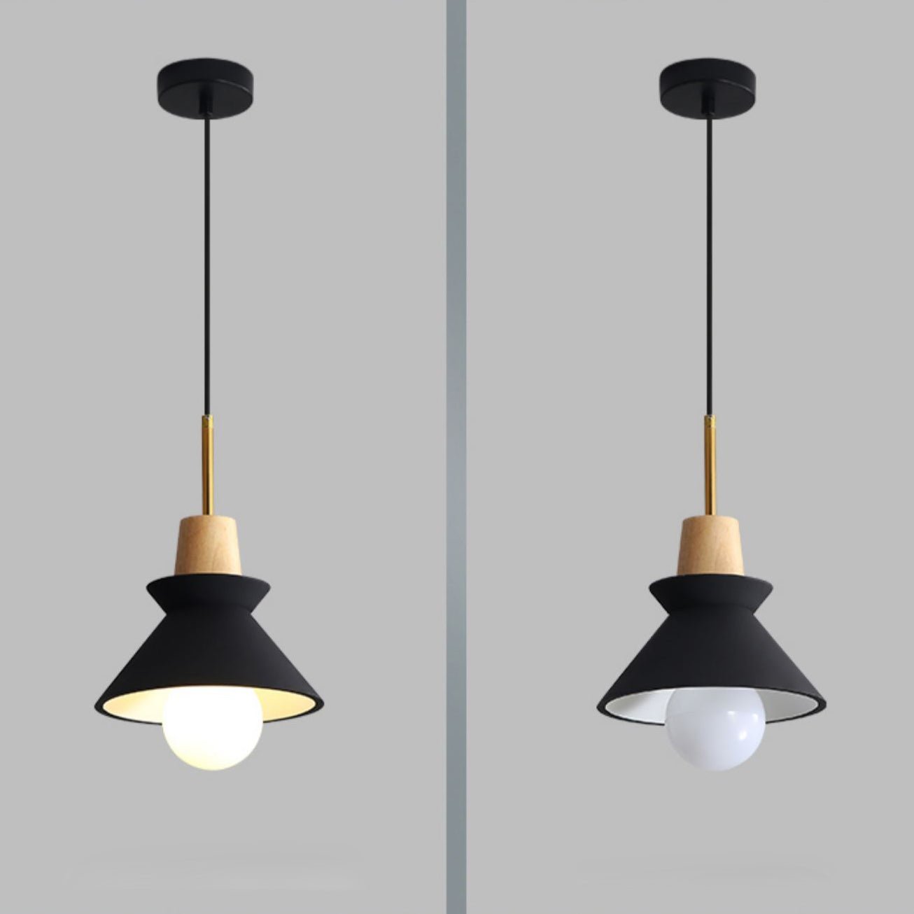 Modern Space Stone Spherical Pendant Light Resin and Wood Ceiling Hanging Lamp