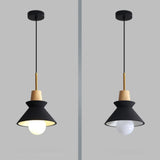 Modern Space Stone Spherical Pendant Light Resin and Wood Ceiling Hanging Lamp
