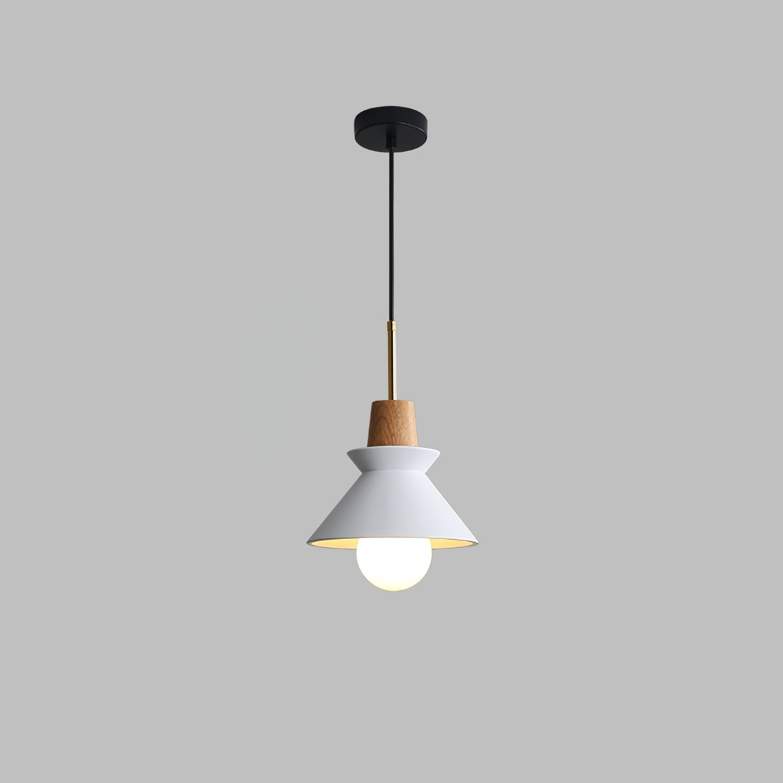 Modern Space Stone Spherical Pendant Light Resin and Wood Ceiling Hanging Lamp