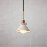 Modern Space Stone Spherical Pendant Light Resin and Wood Ceiling Hanging Lamp