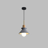 Modern Space Stone Spherical Pendant Light Resin and Wood Ceiling Hanging Lamp