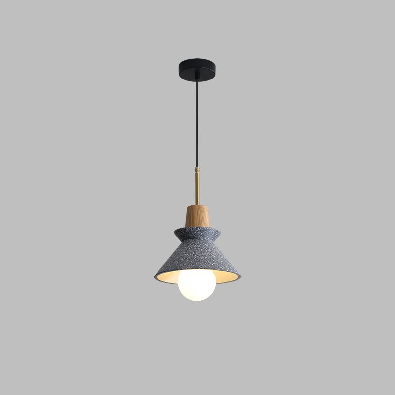 Modern Space Stone Spherical Pendant Light Resin and Wood Ceiling Hanging Lamp