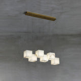 Modern Spanish Alabaster Box Pendant Light Minimalist Linear Ceiling Chandelier for Dining Room