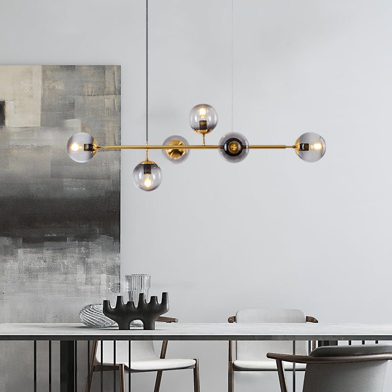 Modern Spherical Glass Bead Crown Chandelier Brass Industrial Pendant Light