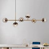 Modern Spherical Glass Bead Crown Chandelier Brass Industrial Pendant Light