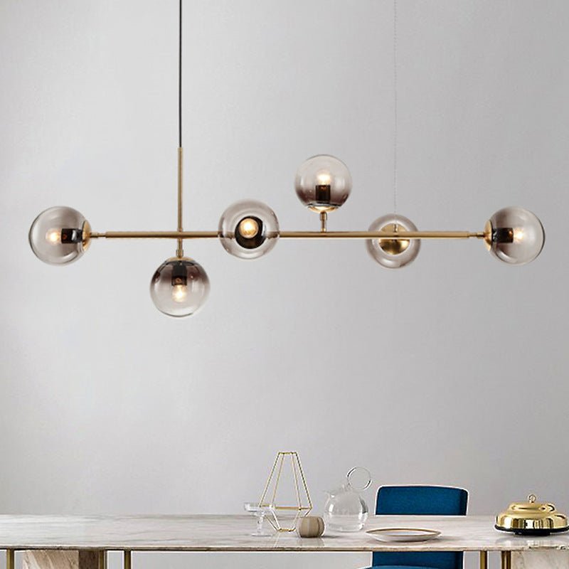 Modern Spherical Glass Bead Crown Chandelier Brass Industrial Pendant Light