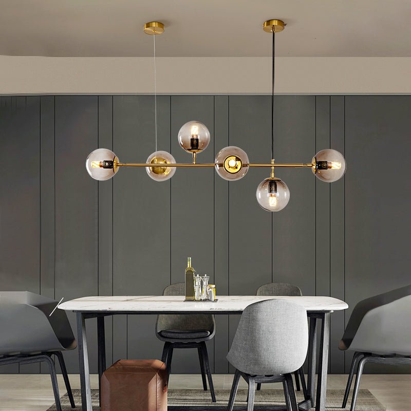 Modern Spherical Glass Bead Crown Chandelier Brass Industrial Pendant Light