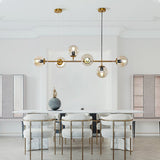 Modern Spherical Glass Bead Crown Chandelier Brass Industrial Pendant Light