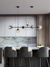 Modern Spherical Glass Bead Crown Chandelier Brass Industrial Pendant Light