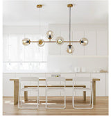 Modern Spherical Glass Bead Crown Chandelier Brass Industrial Pendant Light
