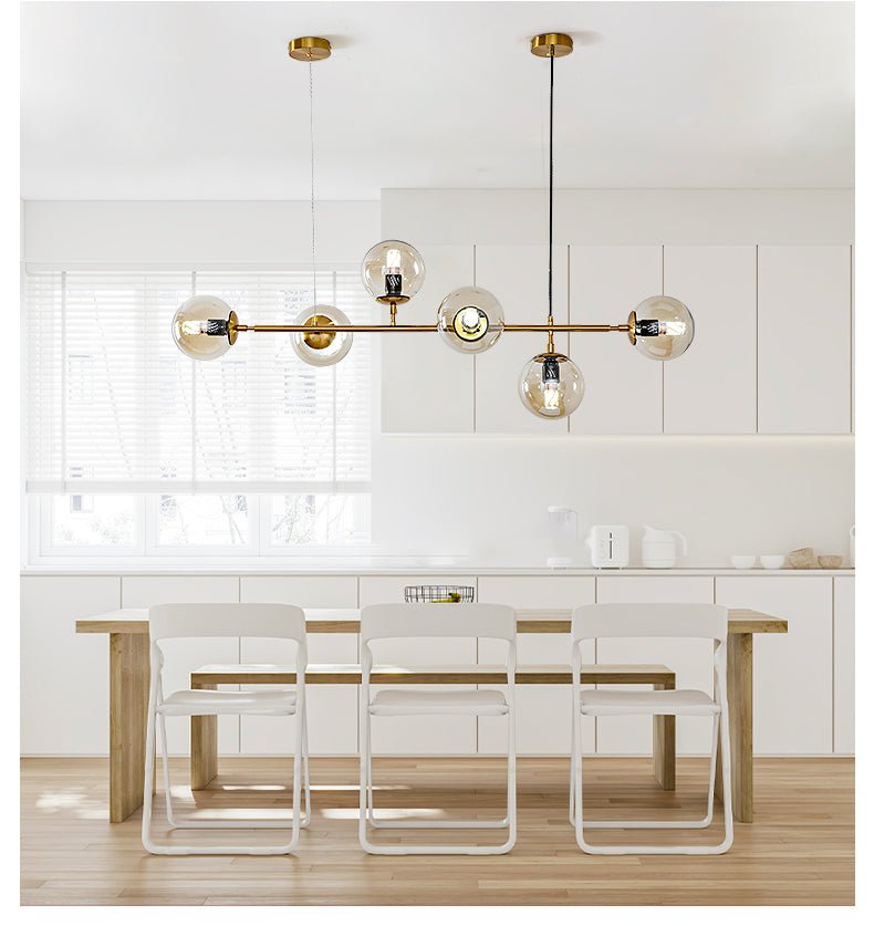 Modern Spherical Glass Bead Crown Chandelier Brass Industrial Pendant Light