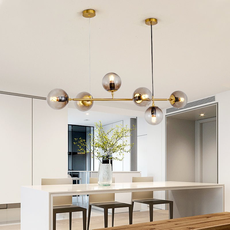 Modern Spherical Glass Bead Crown Chandelier Brass Industrial Pendant Light