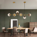 Modern Spherical Glass Bead Crown Chandelier Brass Industrial Pendant Light