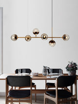 Modern Spherical Glass Bead Crown Chandelier Brass Industrial Pendant Light