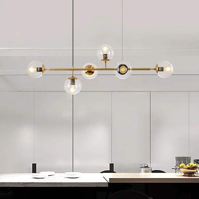 Modern Spherical Glass Bead Crown Chandelier Brass Industrial Pendant Light