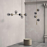 Modern Spherical Glass Bead Crown Chandelier Brass Industrial Pendant Light