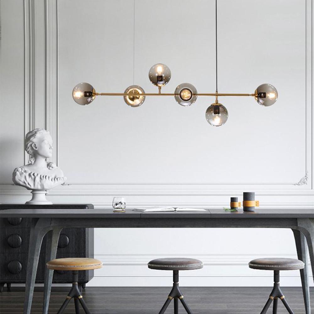 Modern Spherical Glass Bead Crown Chandelier Brass Industrial Pendant Light