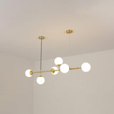 Modern Spherical Glass Bead Crown Chandelier Brass Industrial Pendant Light