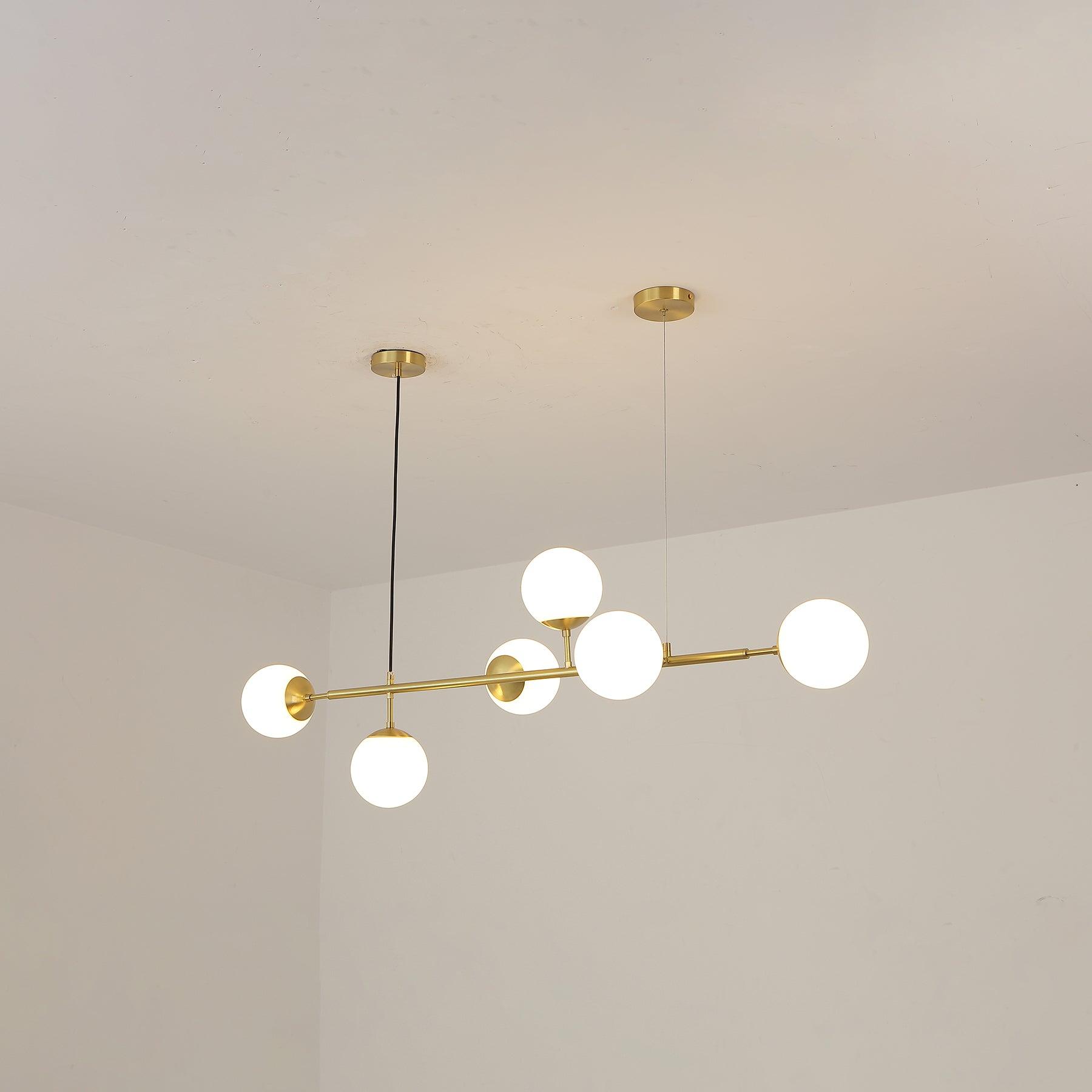 Modern Spherical Glass Bead Crown Chandelier Brass Industrial Pendant Light